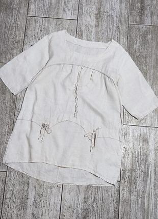 Сорочка блузка блуза туніка льон лляна вільного крою бежева
