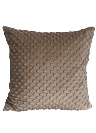 Подушка диванная плюшевая декоративная от minkyhome™ 40х40 см. в ''бежевых'' тонах (3003/3004)2 фото