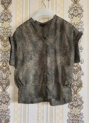 Лёгкая летняя блуза, бежевая с черным блузка