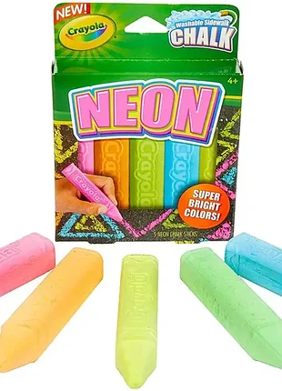 Що крейда 5 шт crayola washable sidewalk chalk, neon для малювання на асфальті, мольберті