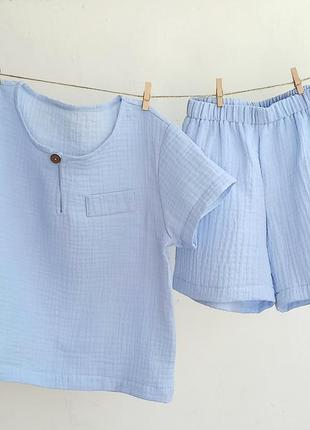 Комплект шорти та футболка з мусліну ☁️ мусліновий одяг