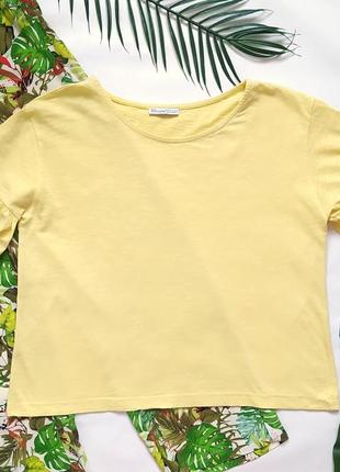 Укороченая хлопковая футболка zara спущеные плечи топ с рюшами воланами3 фото