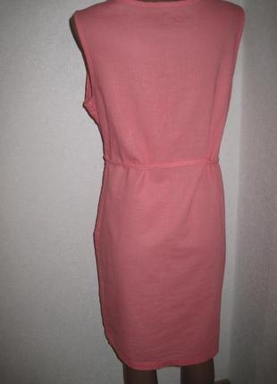 Розовое льняное платье р-р10-123 фото