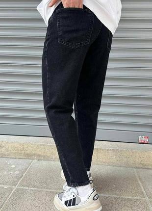 Стильные джинсы mom из плотного денима в тёмно-сером цвете3 фото