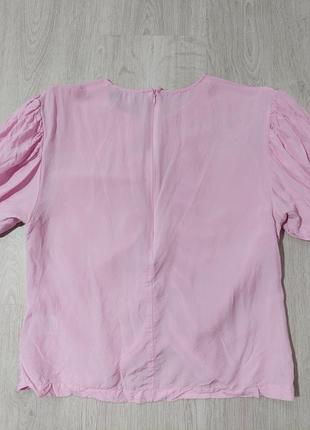 Блузка с объемным коротким рукавом розовая4 фото