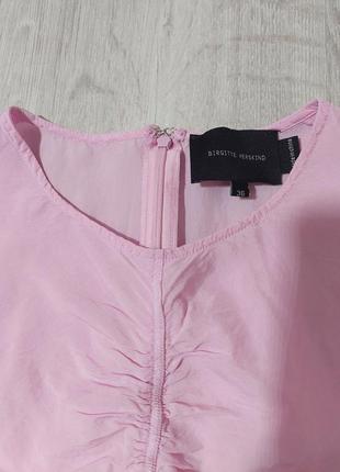 Блузка с объемным коротким рукавом розовая6 фото
