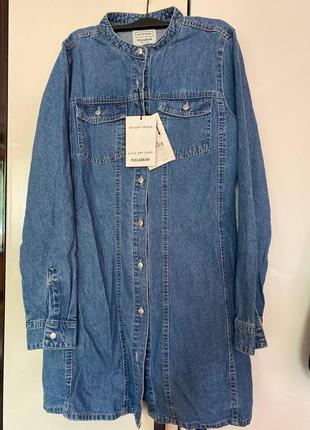 Классное джинсовое стильное укороченное платье pull & bear l