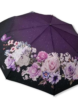 Жіноча парасоля toprain напівавтомат з квітами на 9 спиць #0573/2