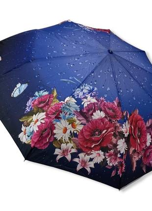 Жіноча парасоля toprain напівавтомат з квітами на 9 спиць #0573/1