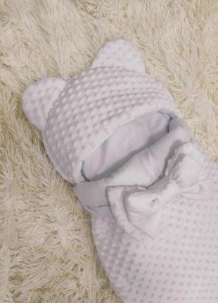 Спальник для малюків плюш + махра, білий2 фото