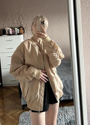 Шикарный удлиненный оверсайз бомбер куртка oversize