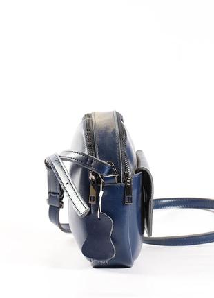Красива і зручна сумка для дрібниць, натуральна шкіра (синя)3 фото