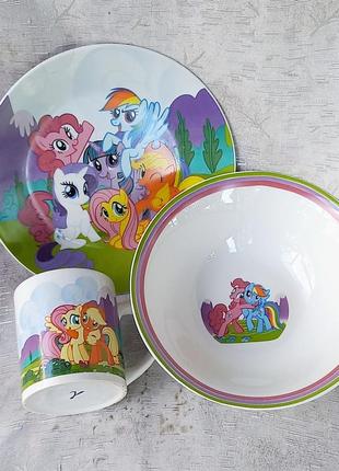 Детский набор посуды interos "мой маленький пони"1 фото