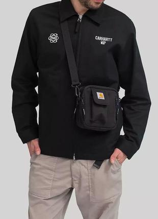 Сумка carhartt wip essential барсетка женская мужская, мессенджер кархарт черный через плечо мужская lux!2 фото