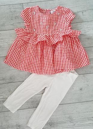 Набор комплект костюм на лето для девочки блуза topolino и лосины h&m