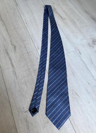 Синя широка краватка в полоску2 фото
