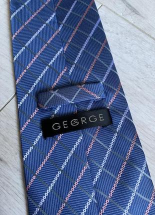 Синя широка краватка в полоску6 фото