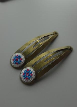 Заколки для волосся з вишивкою/заколки вишиті/заколка