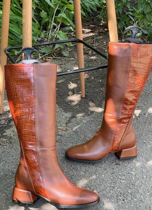 Кожаные сапоги на каблуке из натуральной кожи кожажаные сапоги на каблук натуральная кожа5 фото