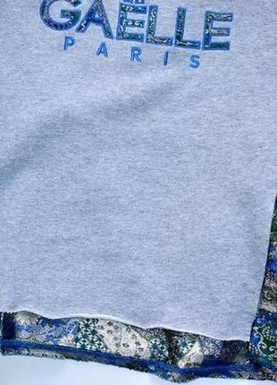 Gaelle paris стильная дизайнерская футболка с парчевой принтованной спинкой3 фото