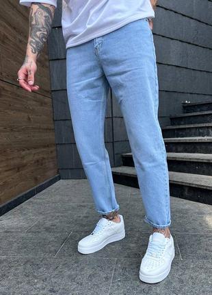 Качественные мужские базовые джинсы мом стильные однотонные свободного кроя1 фото