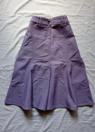 Спідниця джинсова котон бавовна юбка трапеция вільний крій джинс денім деним бузкова фіолетова лавандовий колір вінтажна винтаж клеш