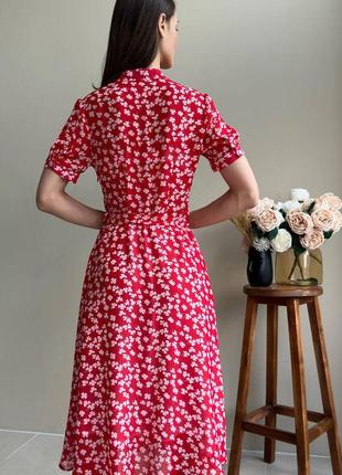 Женское летнее шифоновое платье 3425-01 красный / принт2 фото