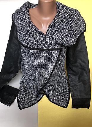 Крутий піджак, кардиган з шкіряними рукавами