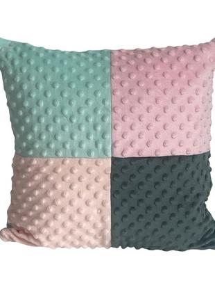 Подушка плюшева декоративна від minkyhome™ 30х30 см. в м'ятно-рожевих тонах(3005-06-31-36)