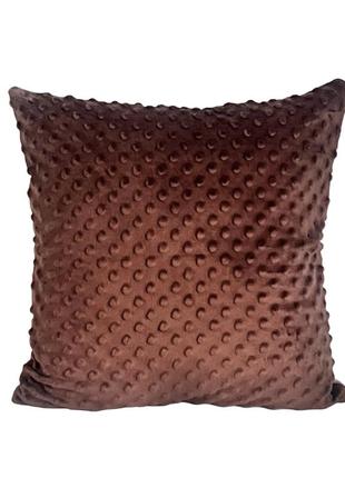 Подушка плюшева декоративна від minkyhome™ 40х40 см. коричневий (3043)