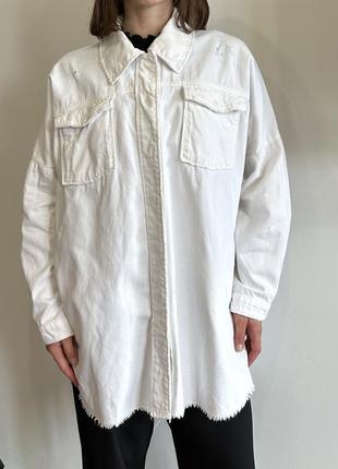 Zara джинсовая рубашка oversize overshirt белая2 фото