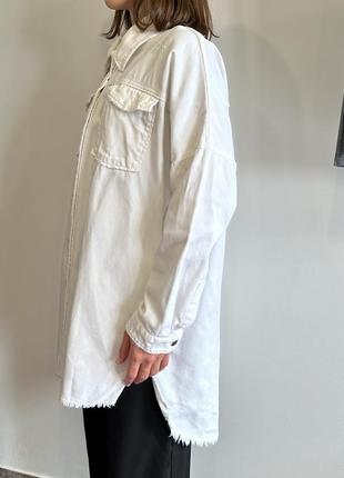 Zara джинсовая рубашка oversize overshirt белая7 фото