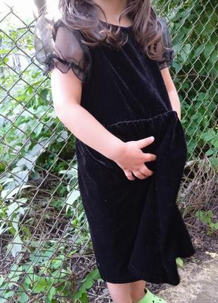 Черное бархатное длинное платье2 фото