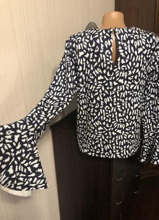 Шикарная блуза кофта с рукавами волан в принт3 фото
