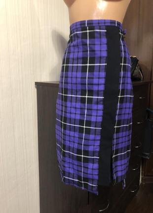 Актуальная юбка миди в клетку с разрезом ретро винтаж