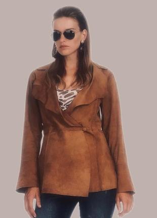 Тренч куртка плащ натуральная кожа замша коричневая luisa spagnoli made in italy 🇮🇹1 фото