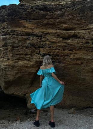Муслінова сукня 100% бавовна з відкритими плечима та шнурівкою на спині🔥6 фото