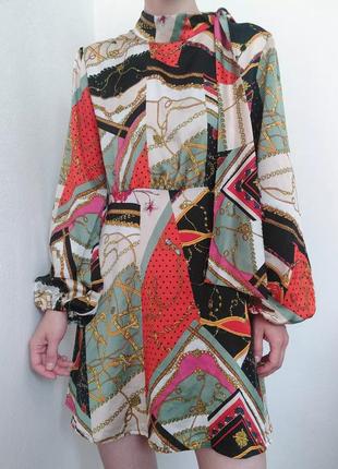 Сатиновое платье с объемными рукавами boohoo платье сатин короткое платье трапеция платья мини