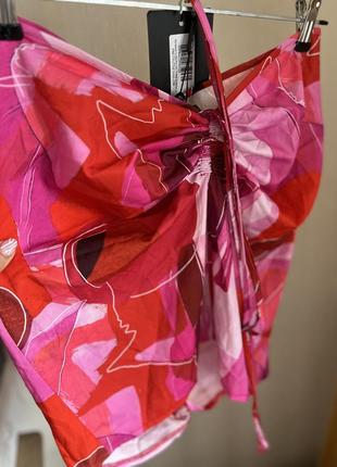 Новая женская юбка мини короткая со стяжкой розовая красная малиновая яркая барби5 фото