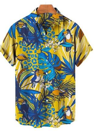 Гавайская рубашка тенниска с коротким рукавом большой размер1 фото