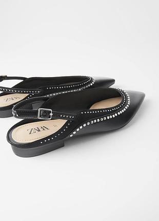 Стильні чорні мюлі балетки zara