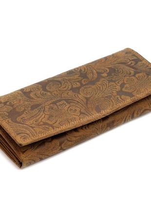 Жіночий шкіряний гаманець wild l651 коричневий -4 фото