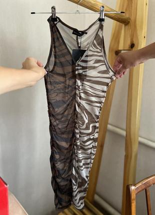 Женское платье платье прозрачное пляжное зебра в принт зебры обтягивающее парео5 фото