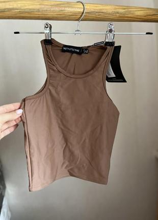 Женская коричневая майка футболка зара топ