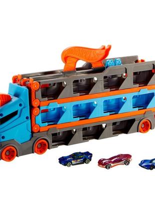 Трек hot wheels city вантажівка-транспортер суперперегони 2 в 1 (gvg37)