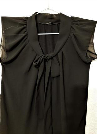 Итальянская брендовая блуза для беременной чёрная прозрачный шёлк спинка трикотаж летняя женская4 фото