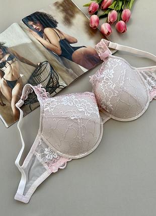 Персиковый кружевной бюстгальтер boux avenue