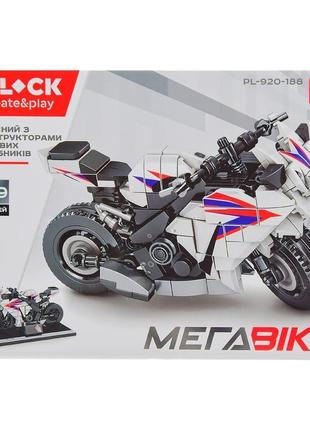 Конструктор iblock мега bike спортивний мотоцикл білий (pl-920-188)