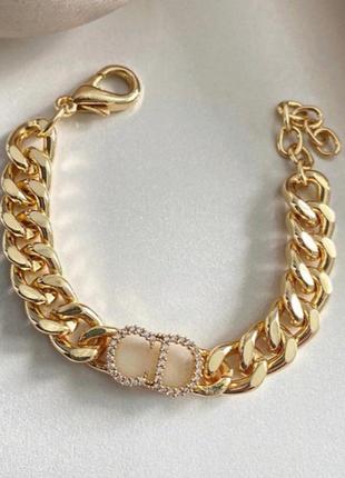 Шикарний браслет christian dior з цирконами.!vip біжутерія!