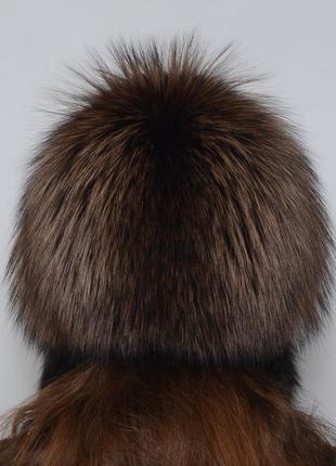 Жіноча зимове хутряна шапка жмутик-вушка (перуку)3 фото